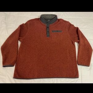 GH Bass And Co Mens XXL Pullover Fleece 3 Button Front Soft Long Sleeve Orange